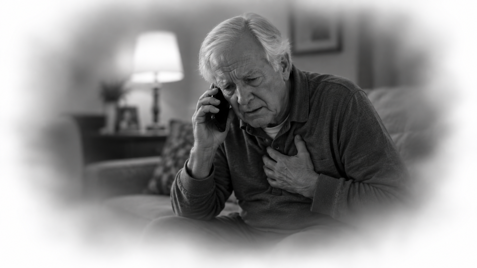 An older man experiencing sudden chest pain